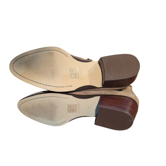 J. Crew Tan suede leather side Interior zip Heeled Sleek Ankle Boots EUC sz 8 - Picture 3 of 11